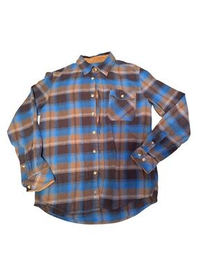 CQR Men's Blue and Brown Plaid Button-Up Shirt